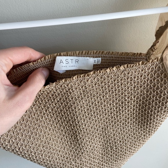 ASTR The Label Organza Puff Sleeve Smocked Crop Top - Beige/Tan - Extra Small XS - Picture 6 of 14